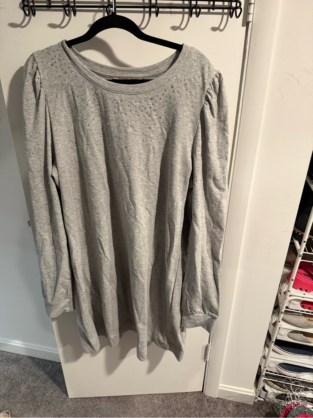 BNWT XXL Lilly Pulitzer Gray Long Sleeve dress with rhinestone Accents